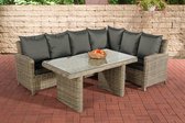 Clp Minari Lounge Dining Set - 5mm Poly-rotan - 5 mm ronde rotan : grauwgemeleerd overtrek: antraciet