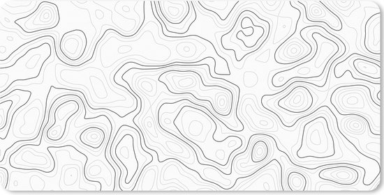 Blanc avec des lignes topographiques noires et grises, gros plan d'un tapis de souris.