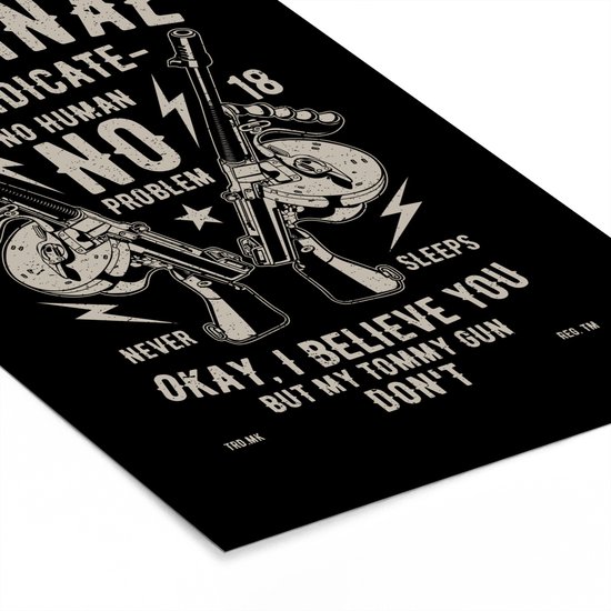 Cadre photo avec affiche - Mancave - Armes - Zwart - Vintage - 40x60 cm - Cadre pour affiche