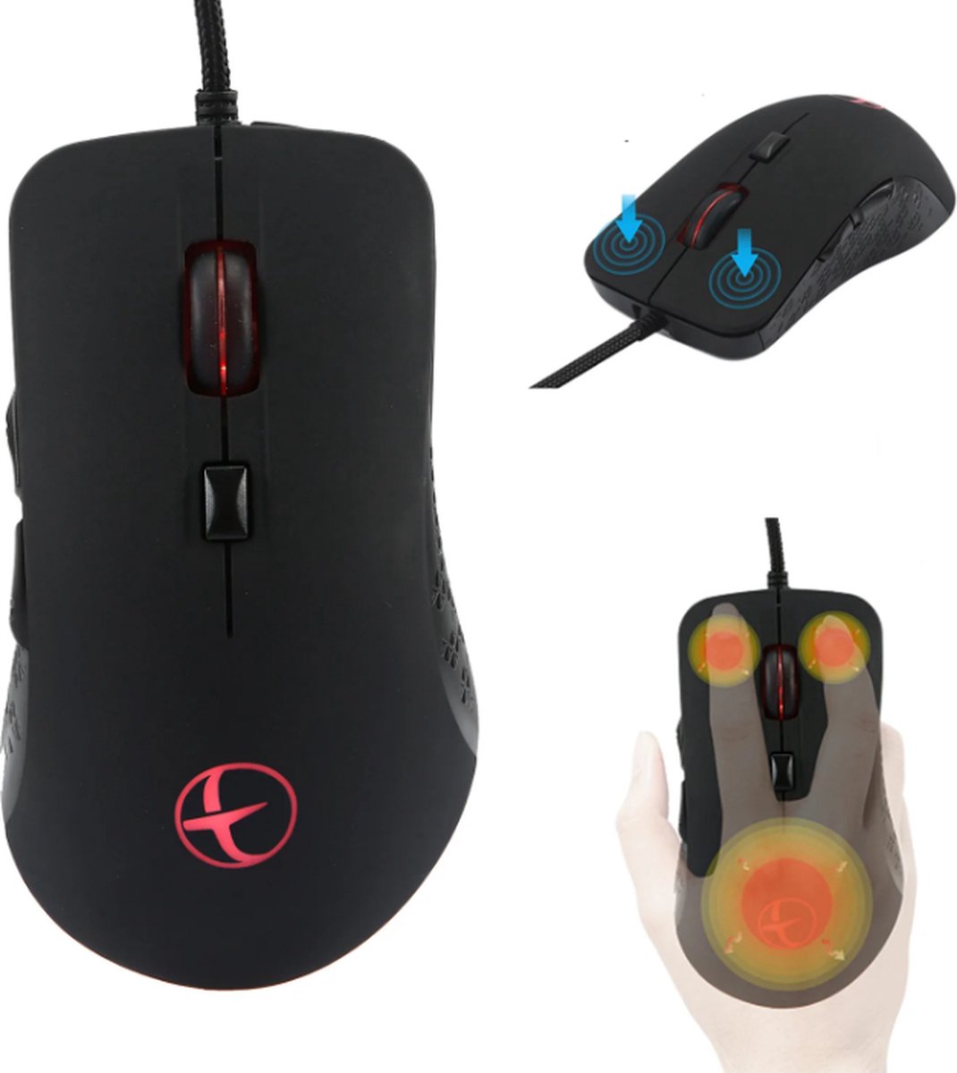 TLVX Verwarmbare Computer Gaming Muis – Elektrisch verwarmd – USB Bedraad – Rechts handig – Warme hand – Werk – Thuis – Onderweg - Winter Muis Laptop – Heated Mouse – Optische Muis – Warmte instelbaar – 800/1000/1600/2400DPI - Vingers Opwarming thumbnail 3