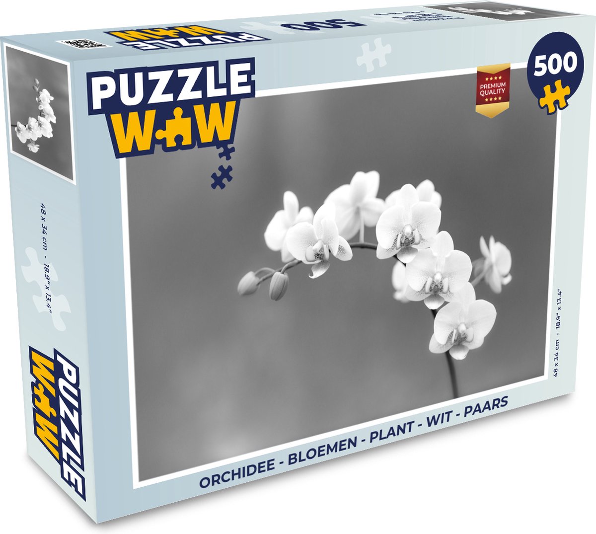 Puzzel Orchidee - Bloemen - Plant - Wit - Paars - Legpuzzel - Puzzel 500 stukjes