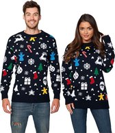 Foute Kersttrui Navy Blauw Kerst - Heren | Mannen - Dames | Vrouwen - Volwassen Sweater - Maat S