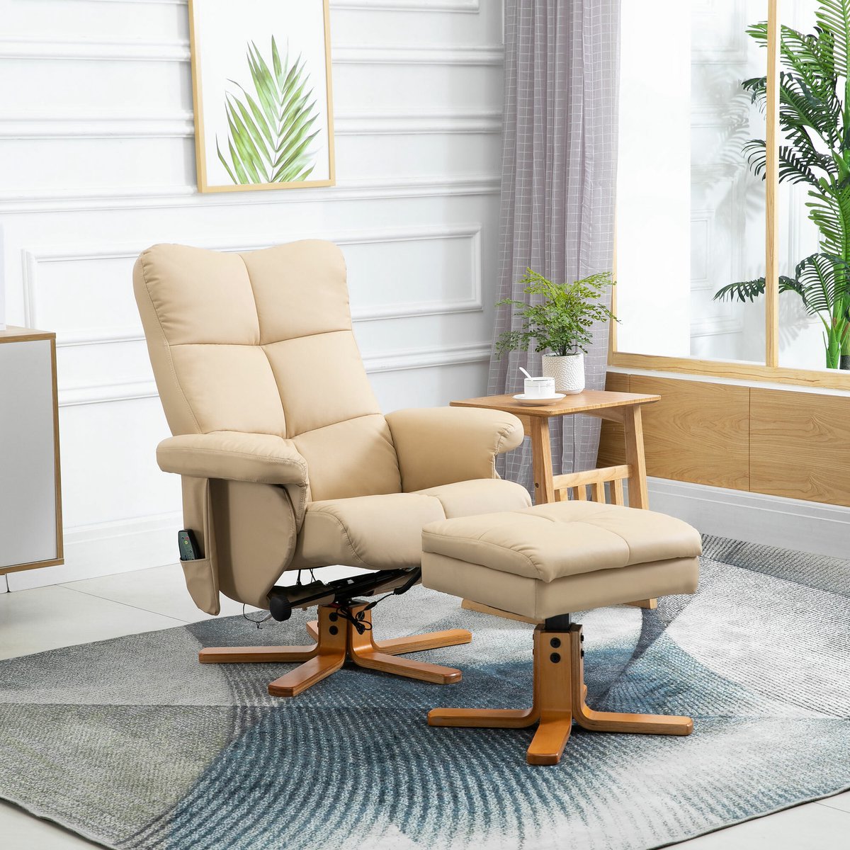 Afbeelding 3 van HOMCOM Massagestoel 700-111V02 Ligfunctie Creme