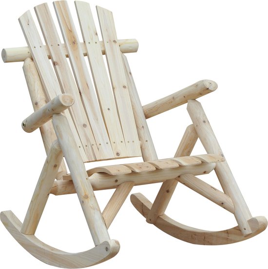 Outsunny Schommelstoel schommelzetel schommel stoel relaxstoel vurenhout natuur 84A-046
