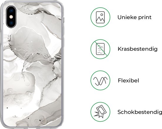 Coque iPhone Xs Max - Marbre - Grijs - Ligne - Coque en Siliconen