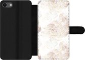 Bookcase Geschikt voor iPhone 8 telefoonhoesje - Marmer print - Geometrie - Goud - Met vakjes - Wallet case met magneetsluiting