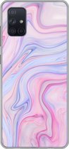 Geschikt voor Samsung Galaxy A71 hoesje - Marmer print - Kleuren - Pastel - Siliconen Telefoonhoesje