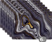 Placemat - Stenen - Agaat - Geode - Marmer print - 45x30 cm - 6 stuks - Hittebestendig - Anti-Slip - Onderlegger - Afneembaar