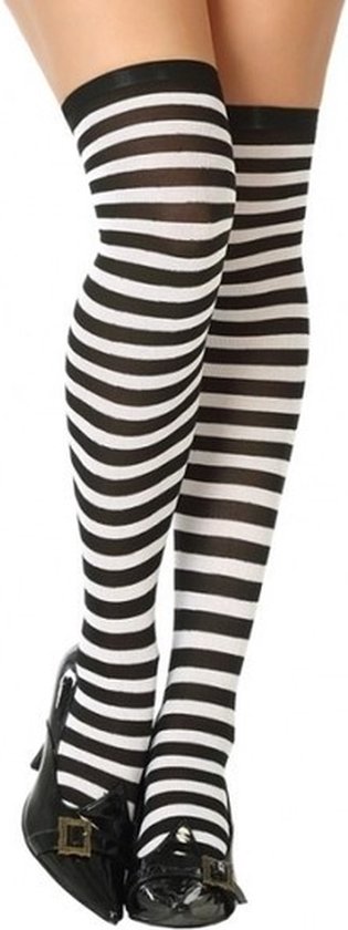 zebra Indrukwekkend tijdelijk Verkleed kousen gestreept zwart/wit voor dames - Feest kniekousen Carnaval  | bol.com