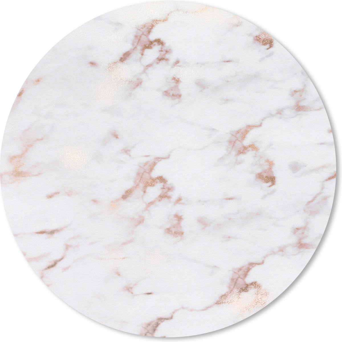 Muismat rond 30x30 cm - Mousepad Marmer - Roze - Wit - Ronde muismatten