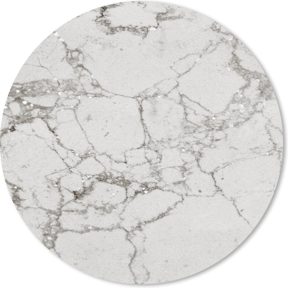 Muismat rond 30x30 cm - Mousepad Marmer - Zilver - Glitter - Ronde muismatten