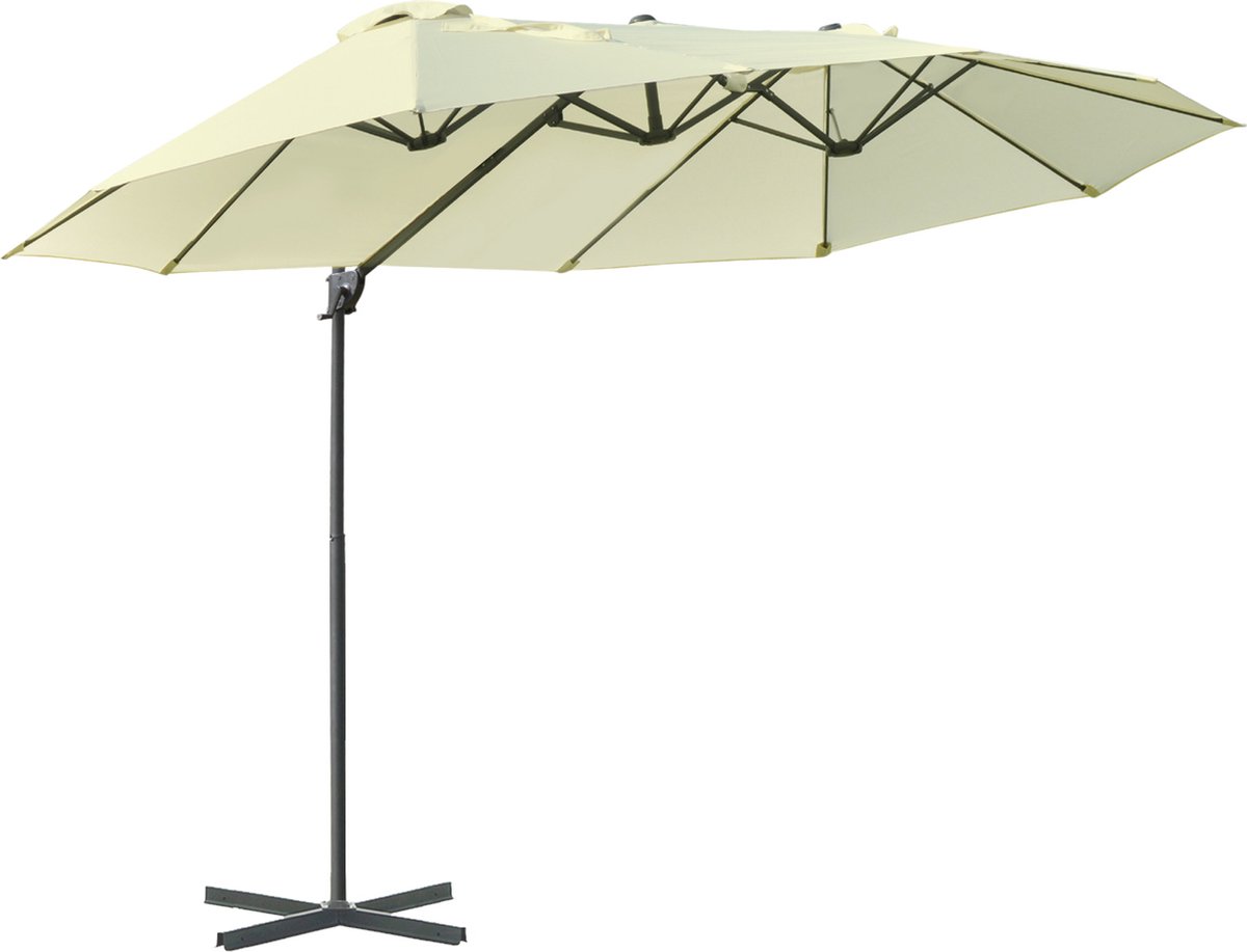 Outsunny Parasol met zwengel dubbele parasol tuinparasol zonwering metaal 84D-085