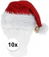 10x Luxe pluche kerstmutsen met bel