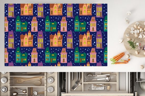 KitchenYeah® Inductie beschermer 91.6x52.7 cm - Winter - Patroon - Huis - Kookplaataccessoires - Afdekplaat voor kookplaat - Inductiebeschermer - Inductiemat - Inductieplaat mat