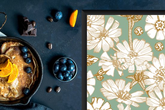 KitchenYeah® Inductie beschermer 81.6x52.7 cm - Bloem - Art nouveau - Design - Kookplaataccessoires - Afdekplaat voor kookplaat - Inductiebeschermer - Inductiemat - Inductieplaat mat