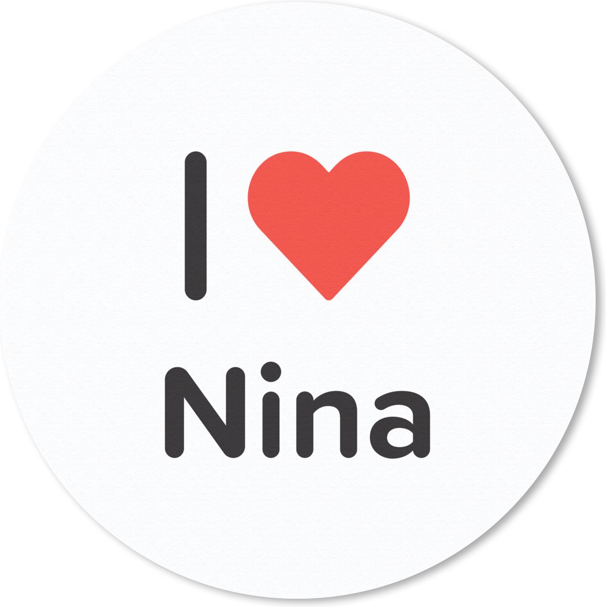 Muismat rond 50x50 cm - Mousepad I love - Nina - Meisje - Ronde muismatten