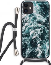 Case Company® - Hoesje met koord geschikt voor iPhone 11 hoesje met Koord - Zee golf - Telefoonhoesje met Zwart Koord - Extra Bescherming aan alle Kanten en Over de Schermrand