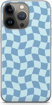 Case Company® - Hoesje geschikt voor iPhone 13 Pro hoesje - Grid Blauw - Soft Cover Telefoonhoesje - Bescherming aan alle Kanten en Schermrand