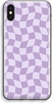 Case Company® - Hoesje geschikt voor iPhone XS Max hoesje - Grid Paars - Soft Cover Telefoonhoesje - Bescherming aan alle Kanten en Schermrand