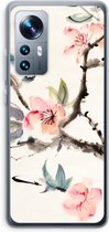 Case Company® - Hoesje geschikt voor Xiaomi 12 / 12X hoesje - Japanse bloemen - Soft Cover Telefoonhoesje - Bescherming aan alle Kanten en Schermrand