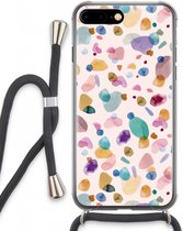 Case Company® - Hoesje met koord geschikt voor iPhone 8 Plus hoesje met Koord - Terrazzo Memphis - Telefoonhoesje met Zwart Koord - Extra Bescherming aan alle Kanten en Over de Schermrand