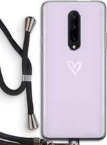 Case Company® - Hoesje met koord geschikt voor OnePlus 7 Pro hoesje met Koord - Klein hartje paars - Telefoonhoesje met Zwart Koord - Bescherming aan alle Kanten en Over de Schermrand