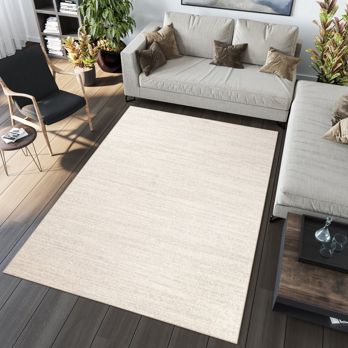 Tapiso Sari Vloerkleed Beige Laagpolig Licht Tapijt Maat- 240x330