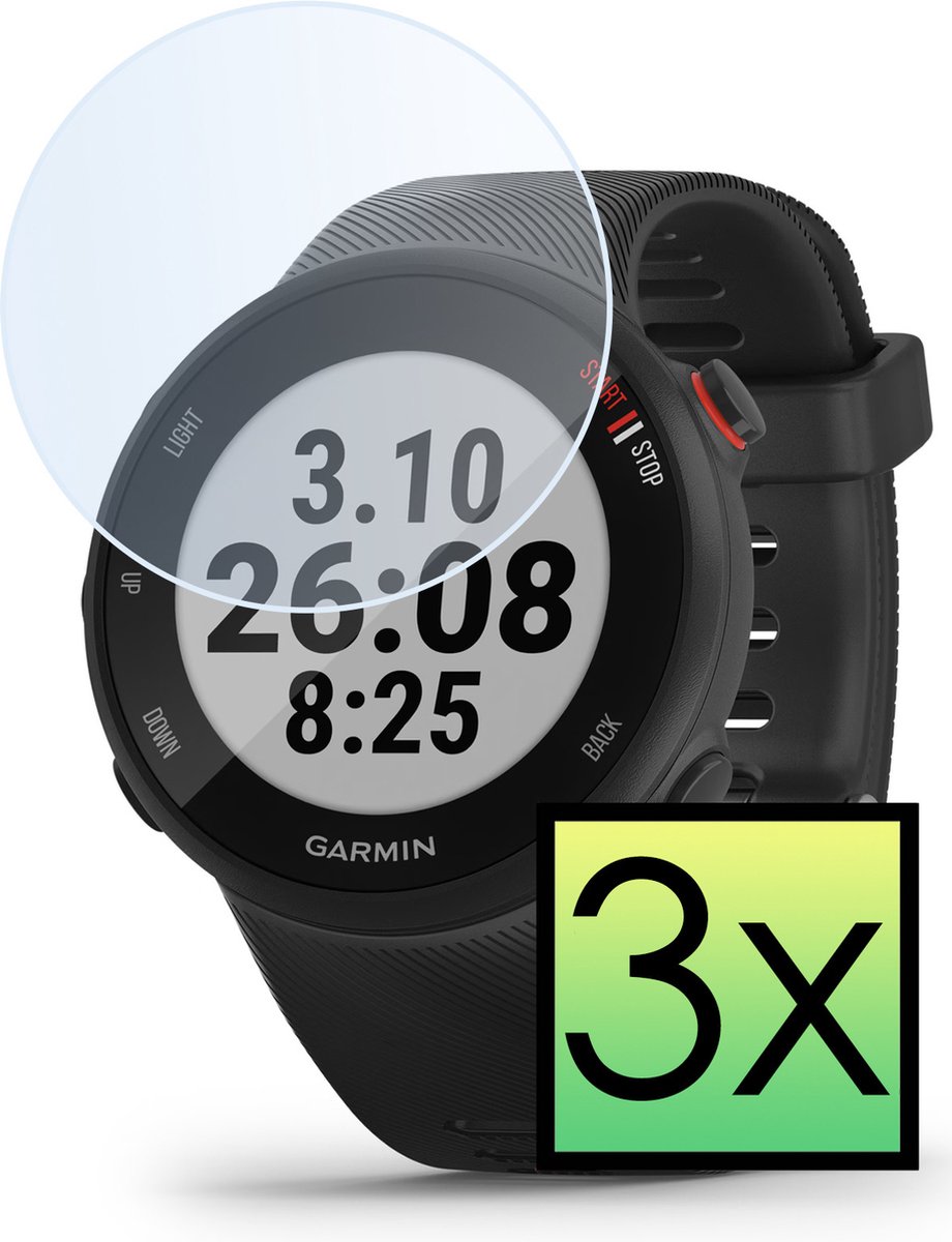 Screenprotector - 3 Stuks - Geschikt voor Garmin Forerunner 45S - Extra Sterk - Tempered Glass - Gehard Glas - Beschermglas Screen Cover - Bescherm Protector voor Smartwatch
