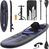 Opblaasbare Stand Up Paddle Board Zwart 305 x 78 x 15 cm Kajakzitje incl. pomp en draagtas, gemaakt van PVC en EVA