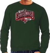 Merry Christmas Kerstsweater / Kerst trui groen voor heren - Kerstkleding / Christmas outfit XL