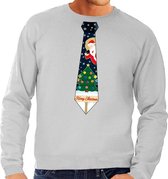 Foute kersttrui / sweater met stropdas van kerst print grijs voor heren S