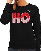 Foute Kersttrui / sweater - ho ho ho - zwart voor dames - kerstkleding / kerst outfit XS