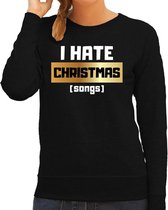 Foute Kersttrui / sweater - I hate Christmas songs - Haat aan kerstmuziek / kerstliedjes - zwart voor dames - kerstkleding / kerst outfit 2XL