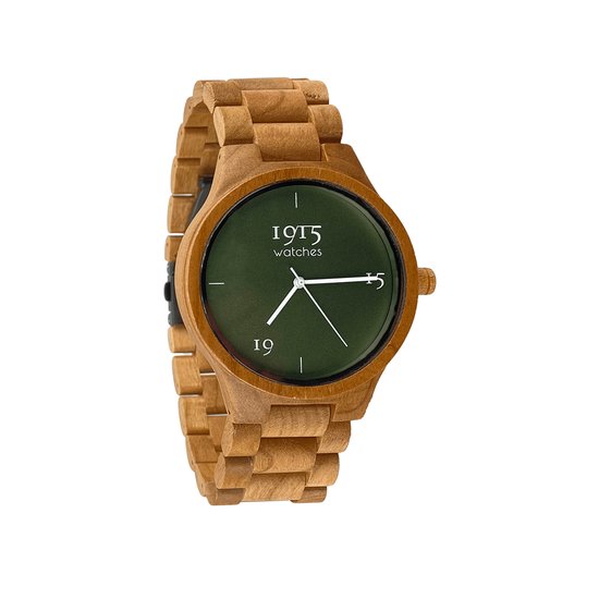 1915 montre origine dunes - 46 mm | montres pour hommes | montre en bois | vert