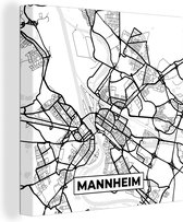 Canvas Schilderij Mannheim - Kaart - Stadskaart - Plattegrond - 50x50 cm - Wanddecoratie