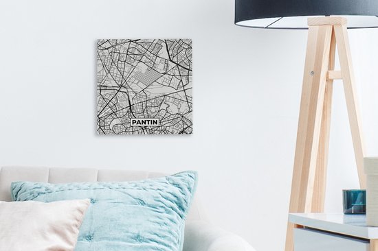 Canvas Schilderij Kaart - Stadskaart - Frankrijk - Pantin - Plattegrond - 20x20 cm - Wanddecoratie