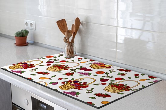 KitchenYeah® Inductie beschermer 89.6x51.6 cm - Mand - Fruit - Patronen - Kookplaataccessoires - Afdekplaat voor kookplaat - Inductiebeschermer - Inductiemat - Inductieplaat mat