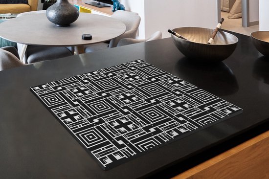 KitchenYeah® Inductie beschermer 57.6x51.6 cm - Geometrie - Patroon - Zwart - Kookplaataccessoires - Afdekplaat voor kookplaat - Inductiebeschermer - Inductiemat - Inductieplaat mat