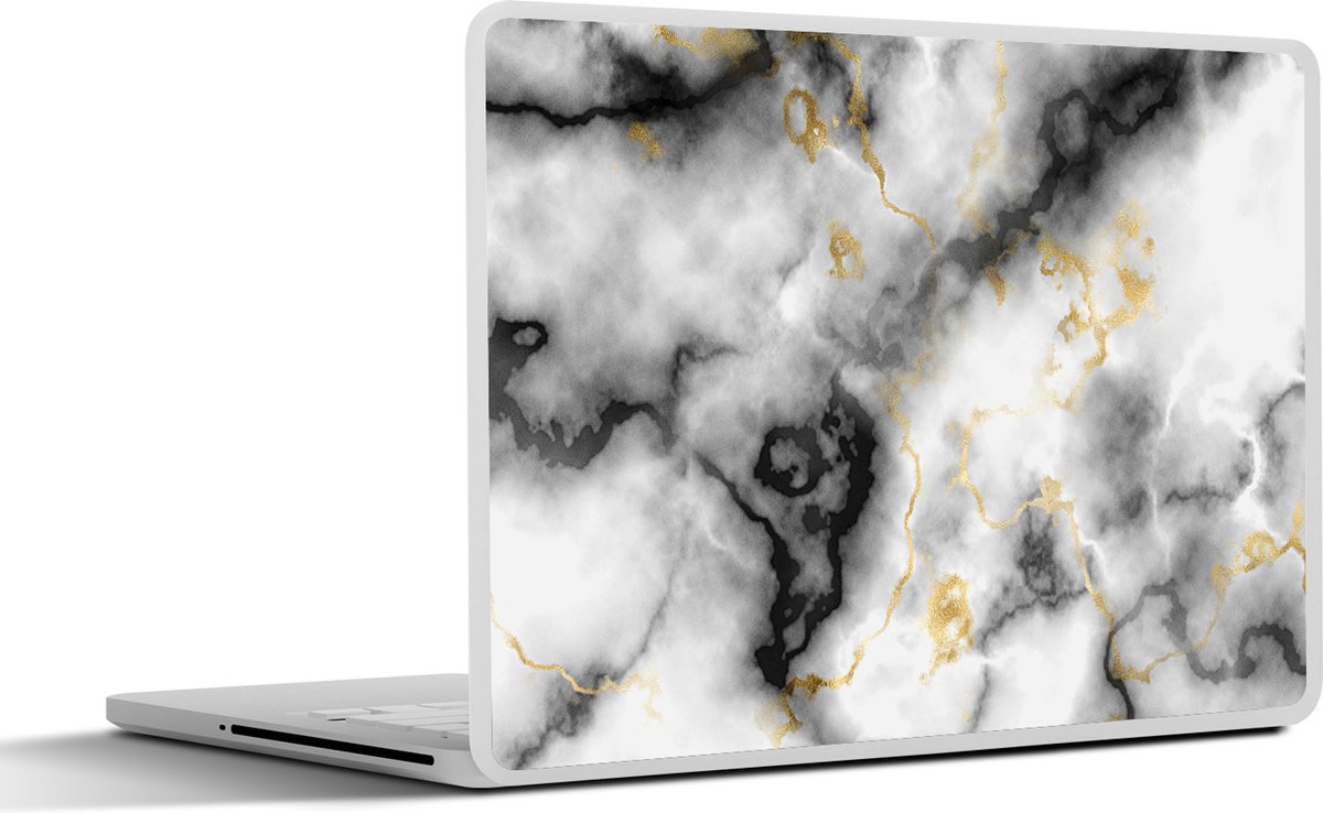 Laptop sticker - 10.1 inch - Agaat - Goud - Marmer print - Edelstenen - 25x18cm - Laptopstickers - Laptop skin - Cover