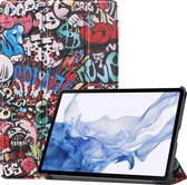 Hoes Geschikt voor Samsung Galaxy Tab S8 Ultra Hoes Book Case Hoesje Luxe Trifold Cover - Hoesje Geschikt voor Samsung Tab S8 Ultra Hoesje Bookcase - Graffity