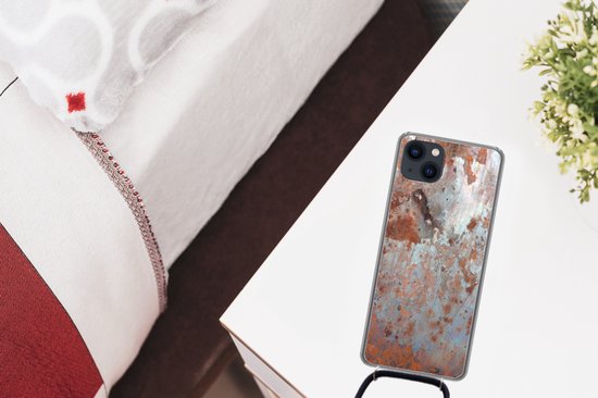 Coque avec cordon iPhone 13 Mini - Métaux - Rouille - Argent - Siliconen - Bandoulière - Coque arrière avec cordon - Coque pour téléphone avec cordon - Coque avec corde