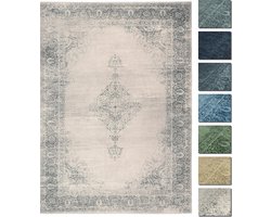 Premium Vintage Vloerkleed - Crème 120 cm x 160 cm - Laagpolig Woonkamer Tapijt