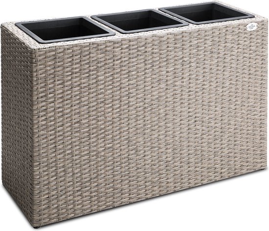Casaria Staande Plantenbak – 3-delig met Waterafvoer – 83x31x60cm Beige