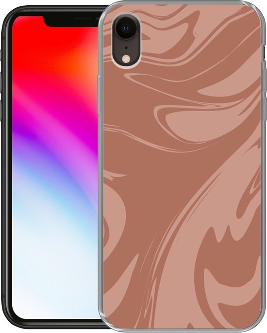 Coque pour iPhone XR - Imprimé marbré - Marron - Chocolat - Coque en Siliconen téléphone -