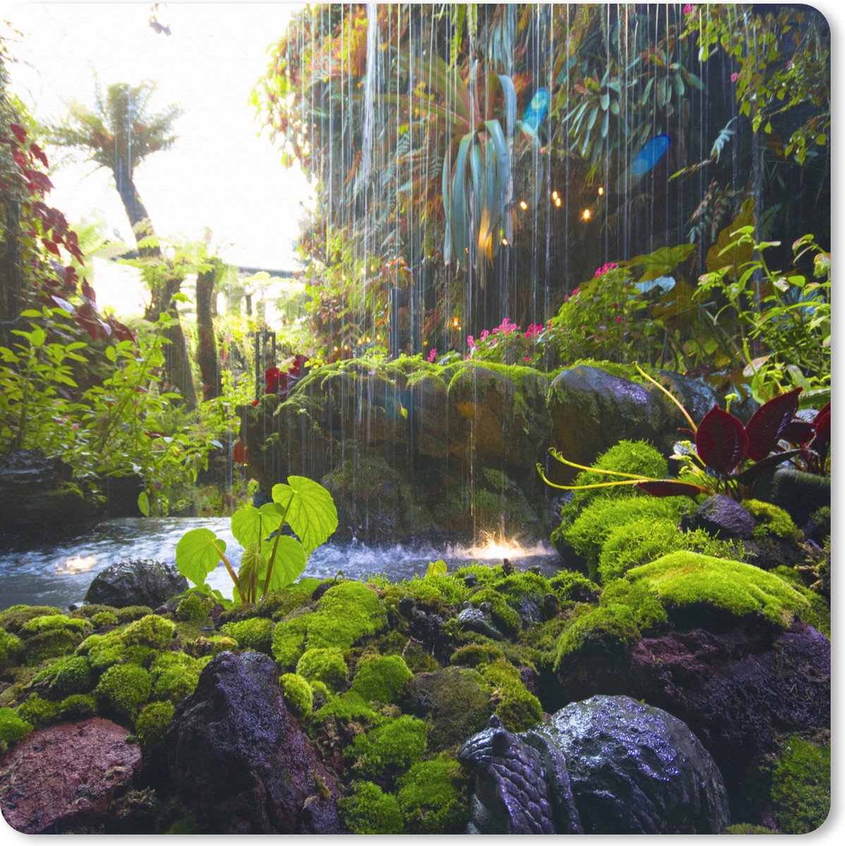 Muismat XXL 60x60 cm - Bureau onderlegger - Bureau mat Tropische waterval - Bureaumat - Gaming mousepad xl - Bureaulegger groot - Computer deskmat