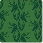Muismat XXL - Bureau onderlegger - Bureau mat - Patronen - Groen - Hert - 60x60 cm - XXL muismat