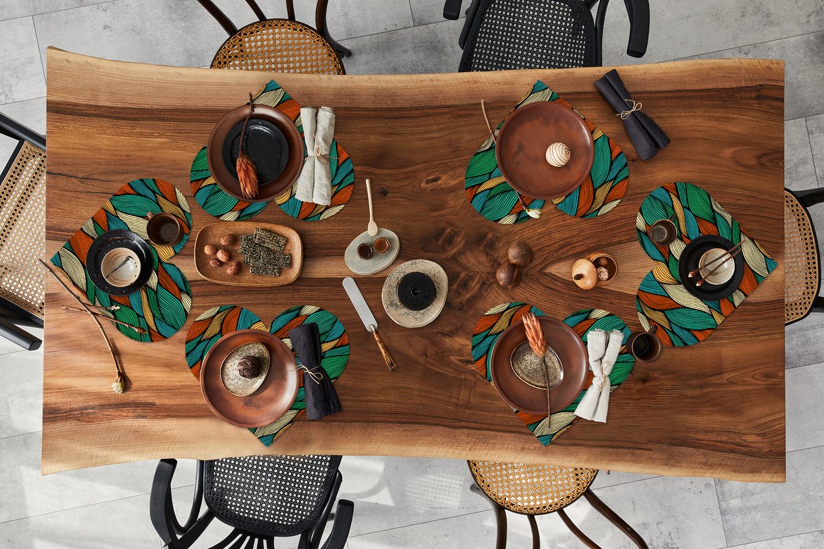 Onderleggers - Placemats - Placemats hartje - Line art - Herfst - Bohemian - Patronen - 6 stuks