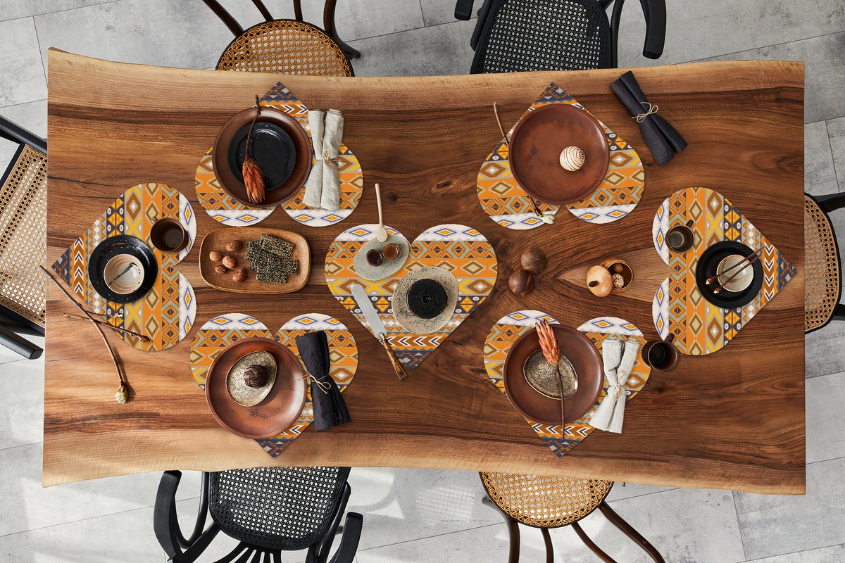 Onderleggers - Placemats - Placemats hartje - Patronen - Afrika - Abstract - 8 stuks