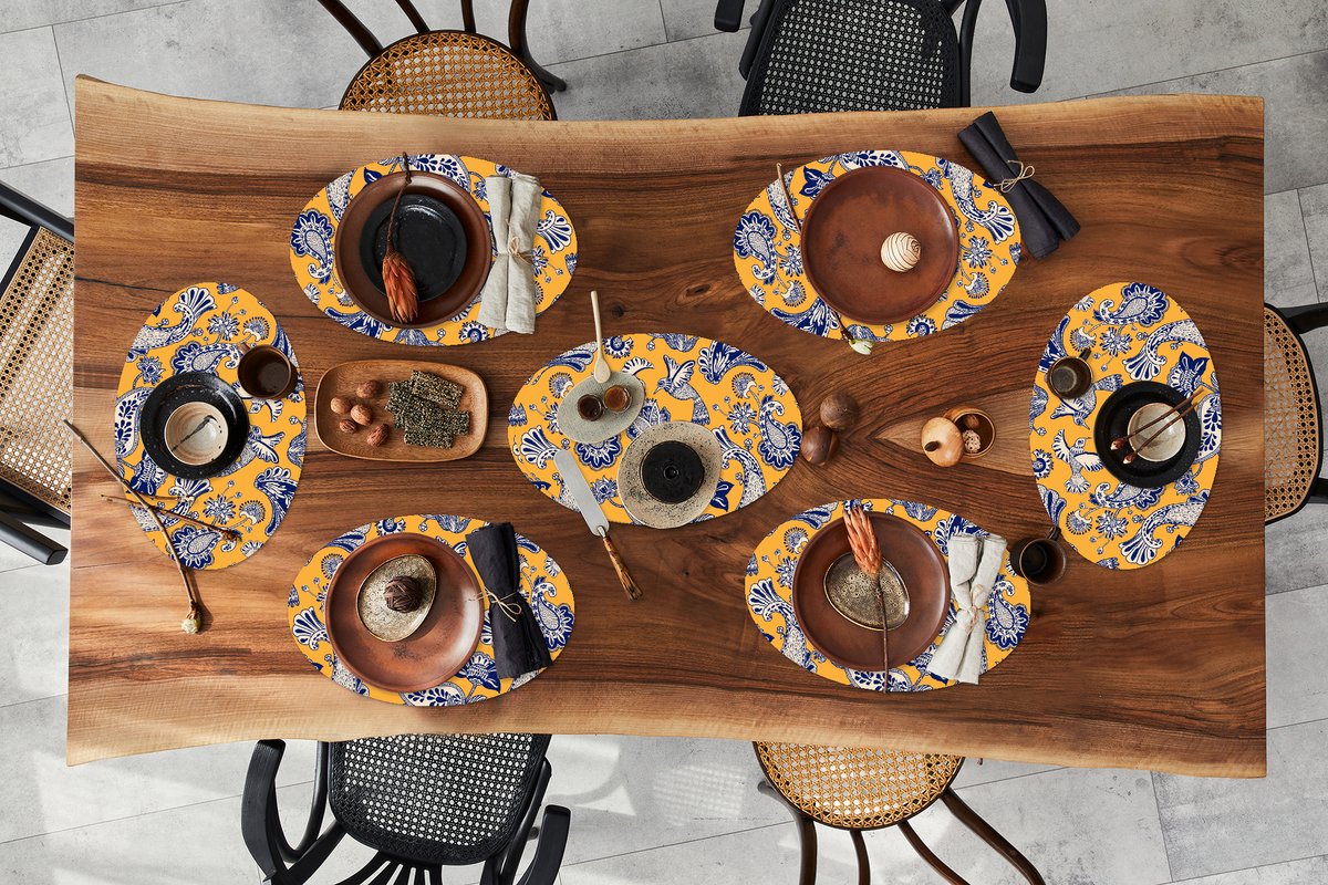 Placemats ovaal - Onderleggers - Ovale placemats - Jungle - Design - Vogel - Kolibrie - 8 stuks