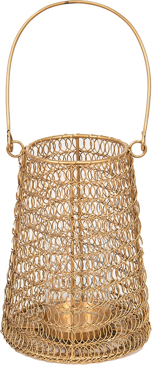 Clayre & Eef Windlicht Ø 25x31 cm Goudkleurig Ijzer Kaarsenhouder